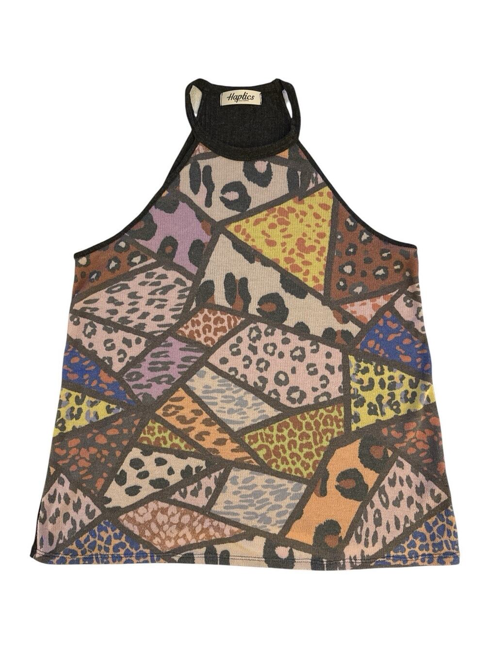 Haptics Tank Top Patchwork Print Camisole 90s Y2K Knit Boho Festival Small